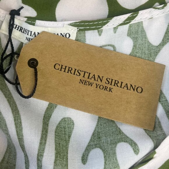 Christian Siriano New York Blouse Shirt Womens 1X Green White New - Picture 10 of 10